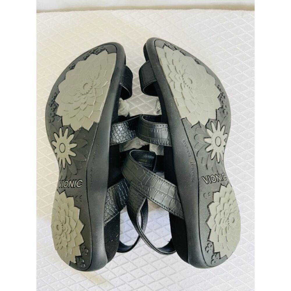 Vionic Amber Adjustable Sandal Black Flat Strappy… - image 4